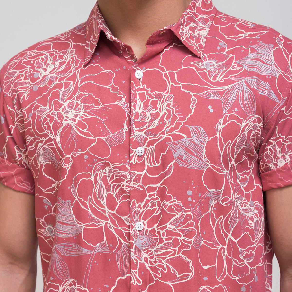 Blush pink tropical art printed shirt