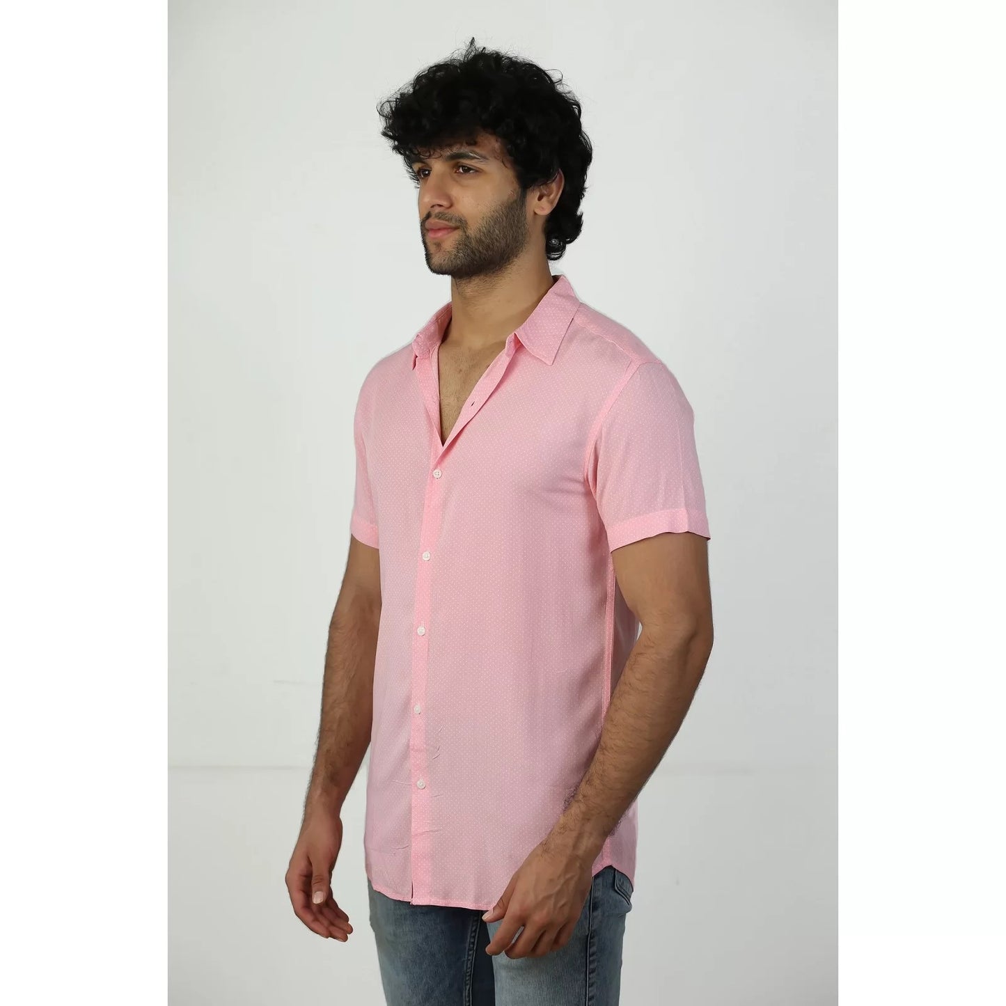 Baby pink passion printed shirt - Polka dotted